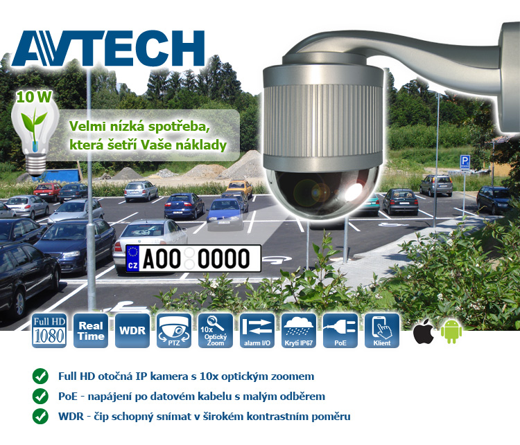 Full HD otočná kamera AVTECH AVM571 s 10x optickým zoomem
